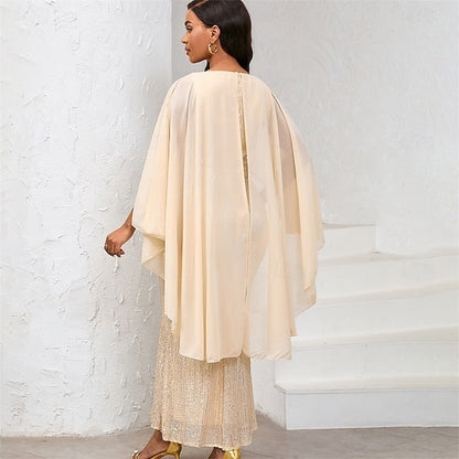 Floor Mother Neck the of Length Elegant Bride Dress Crew