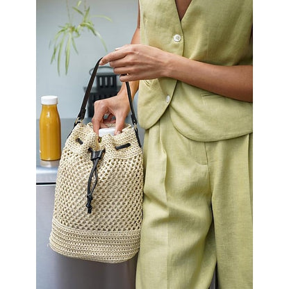 Bag - with Tote Women’s Summer Woven Drawstring Stylish Bucket