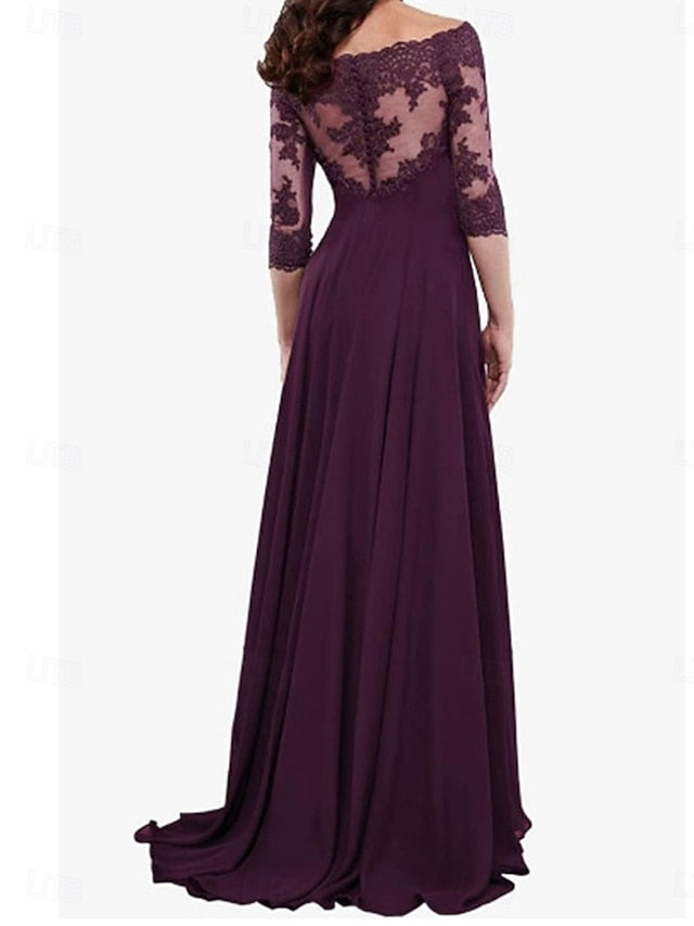 the Off Mother Elegant Shoulder A-Line Dress Simple of Bride