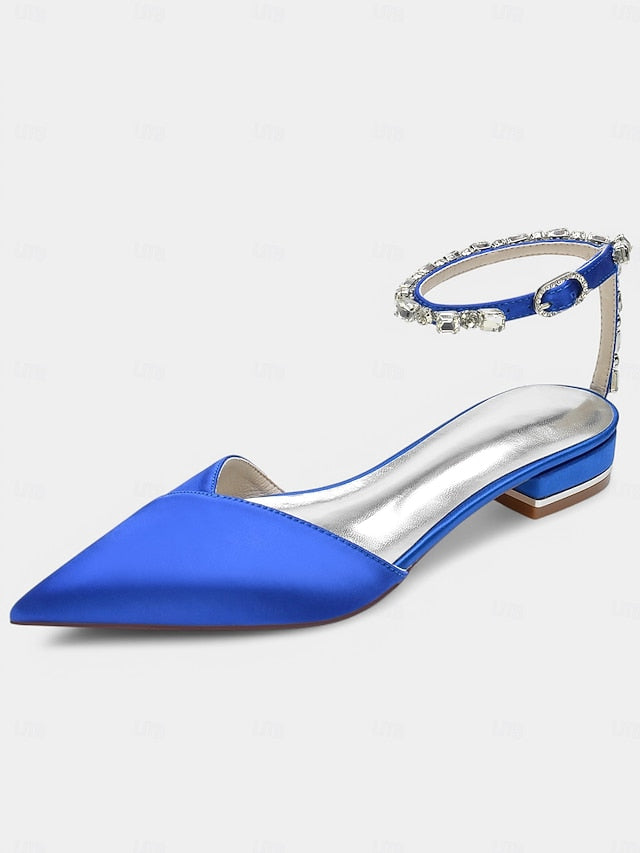 Satin Shoes Chic Black Wedding Crystal-Ankle with Strap –