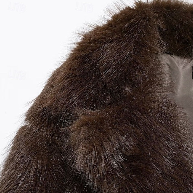 Faux Furs Fur Pocket Comfortable Warm Women's Coat