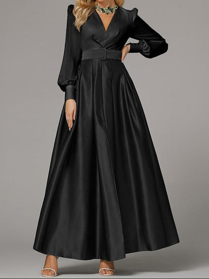 Gown Evening Guest Wedding Floor A-Line Split High Dress Formal