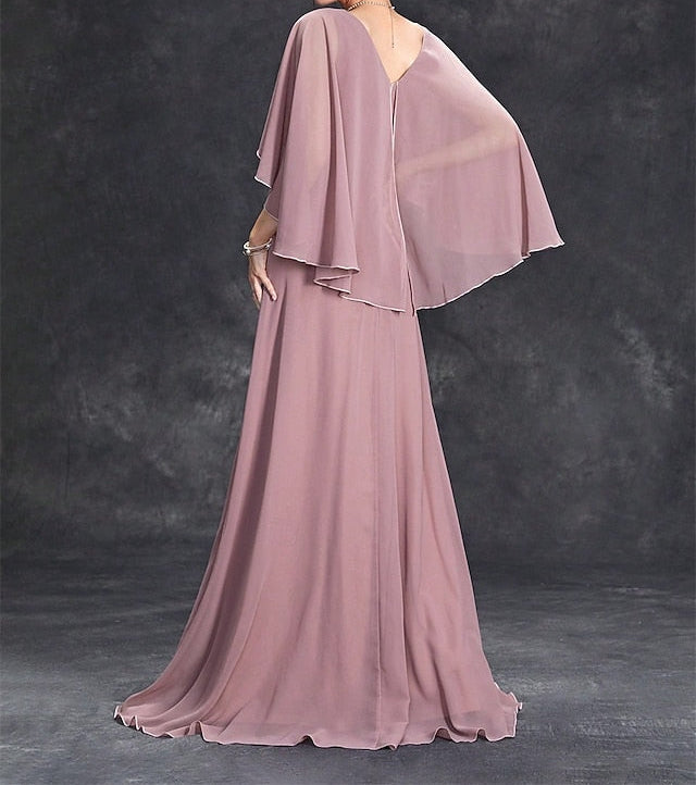 of Neck the Party Dress V Bride Mother Elegant Floor