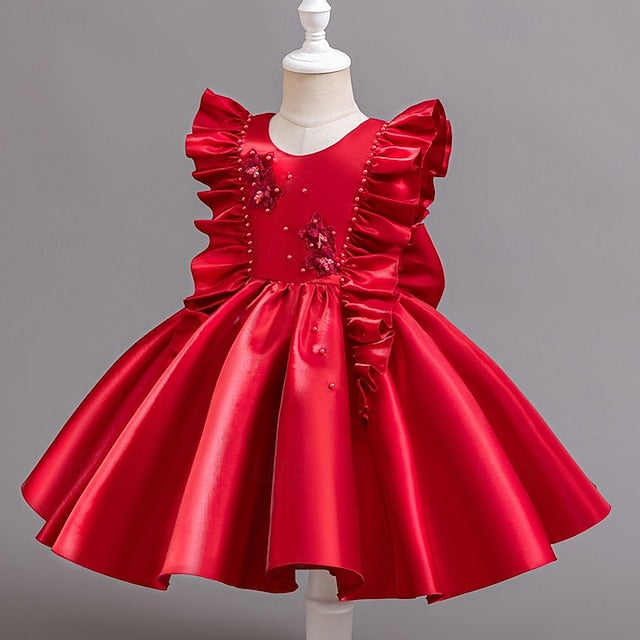 Sleeveless Dress Girls' Wedding Toddler Party Floral