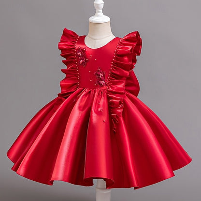 Sleeveless Dress Girls' Wedding Toddler Party Floral