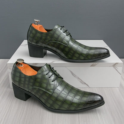 Pattern Faux Crocodile – Men's Red Shoes Leather