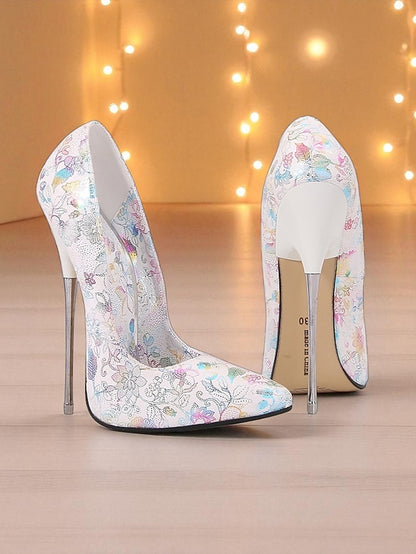 High Red Jacquard Women's Stiletto Heels