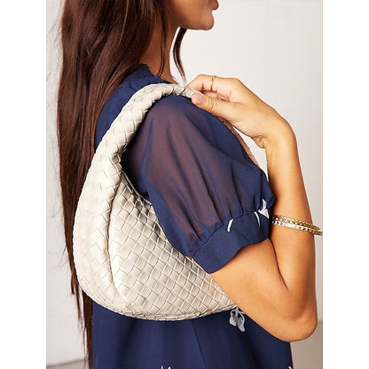 Leather Elegant Woven Chic Bag Women's Hobo – Round Ivory