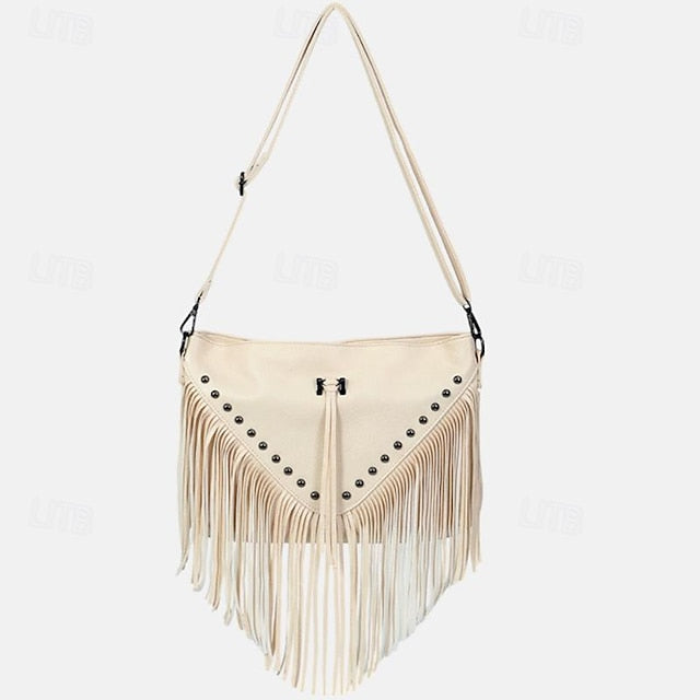Crossbody Fringe Style Bohemian Bag with Leather Women's