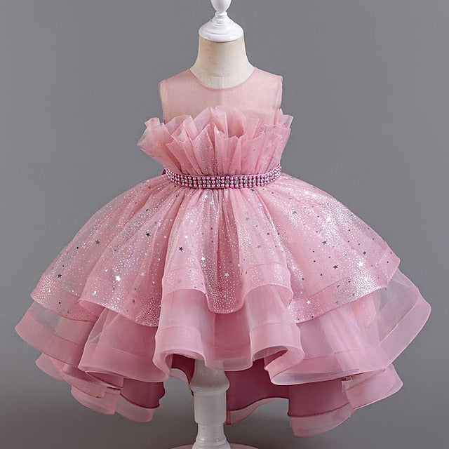 Kids Flower Sequin Party Girl Dress Girls' Sleeveless