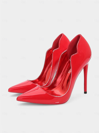 High Toe Soles Pointed Patent with – Red Black Leather Heels