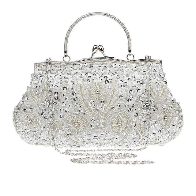 Evening White Clutch Beaded – Vintage Purse Women's