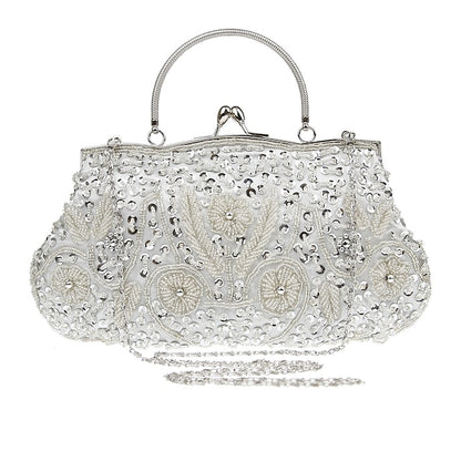 Evening White Clutch Beaded – Vintage Purse Women's