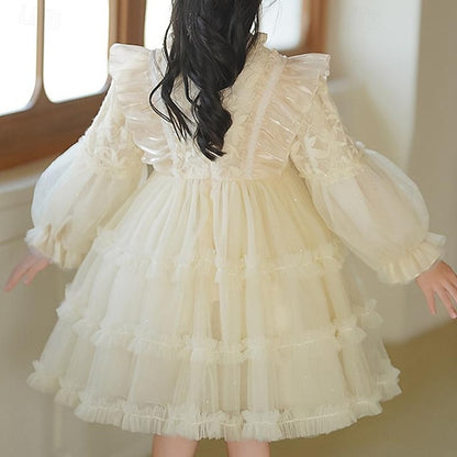 Solid Flower Kids Color Long Girls' Party Girl Dress