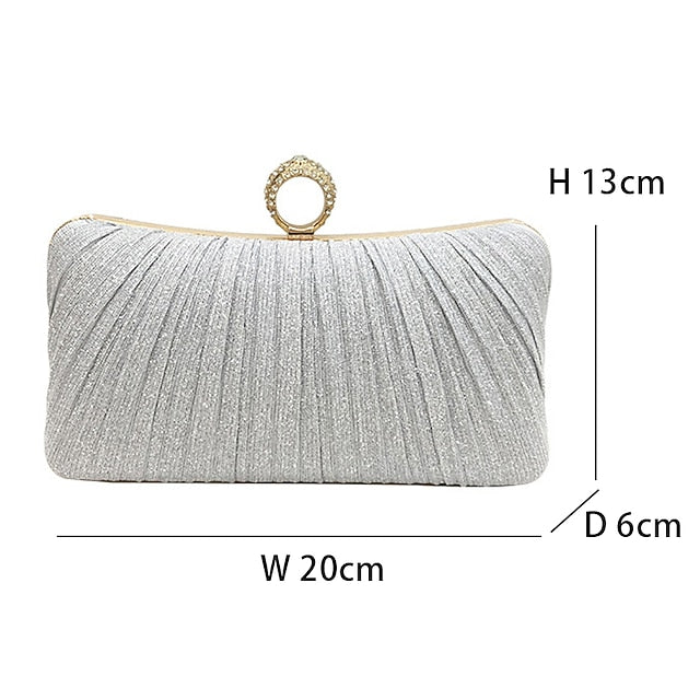 with Glitter Bag Clutch Evening Ring Elegant Gold Rhinestone