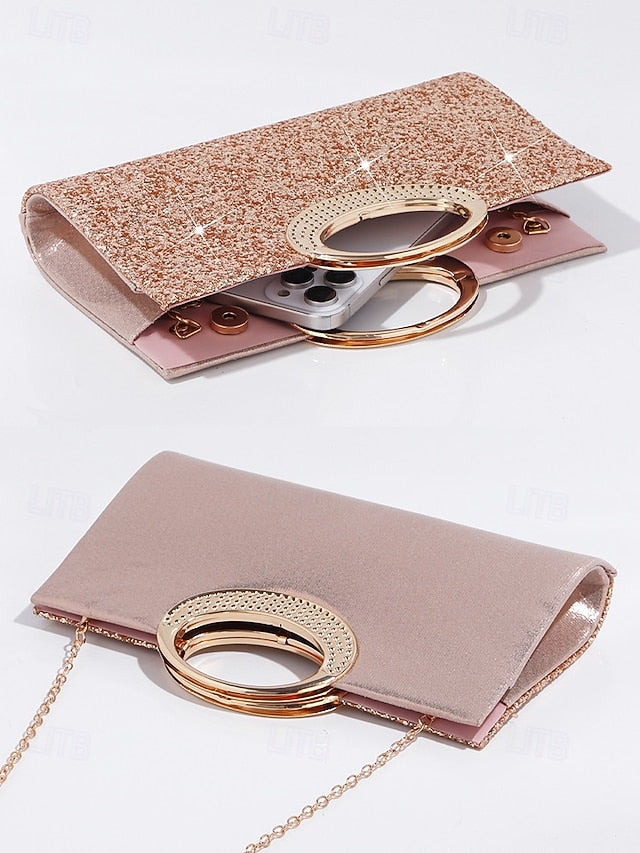 Bag Evening with Women's Silver Glitter Gold Clutch