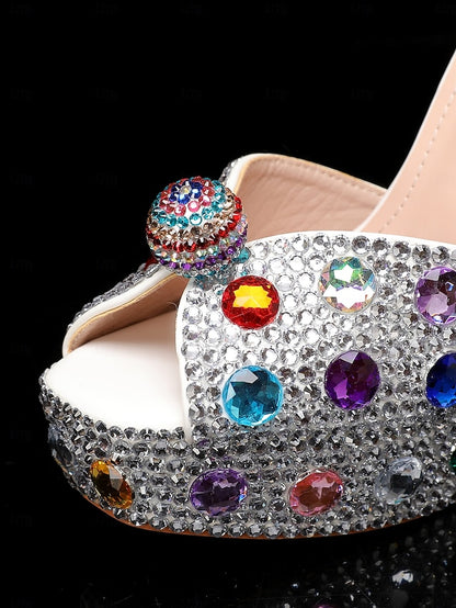 Platform with Women's Rhinestone Sandals Matching High Heel