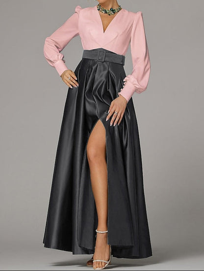 Gown Evening Guest Wedding Floor A-Line Split High Dress Formal