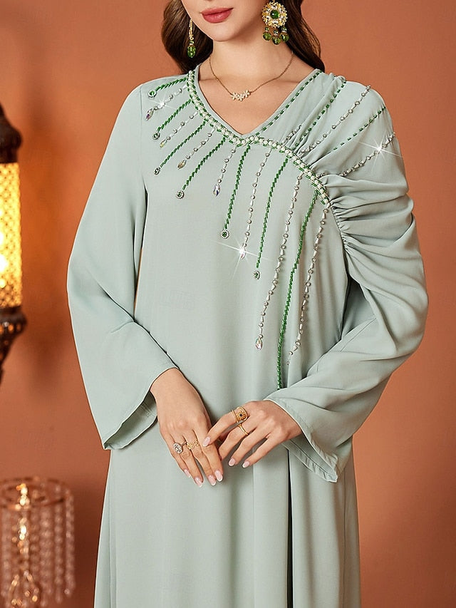 Dress Length Elegant Bride V Floor Neck Mother A-Line the of