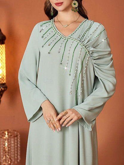 Dress Length Elegant Bride V Floor Neck Mother A-Line the of