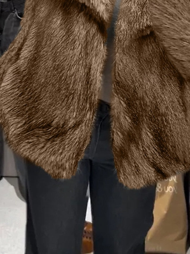 Warm Coat Fur Leathers Faux Furs Comfortable Women's