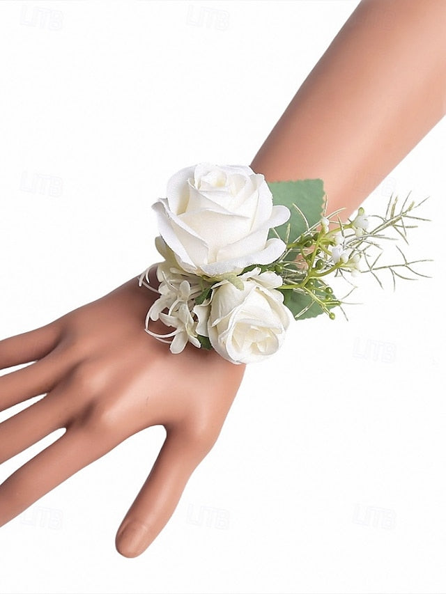 Corsage Wrist and – Boutonniere Elegant Set Rose White