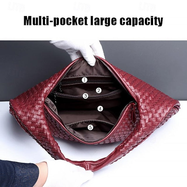 Hobo Leather Burgundy Women's Bag – Woven Faux Chic