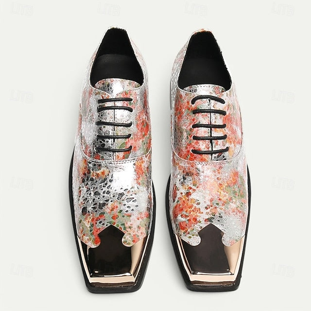 Floral Men's Patent Leather – Printed Oxford Shoes