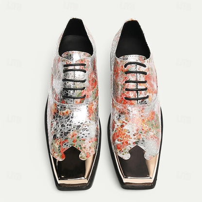 Floral Men's Patent Leather – Printed Oxford Shoes