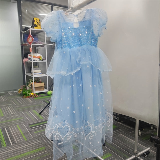 Cloak Cosplay Flower Frozen Girl Elsa Dress Princess