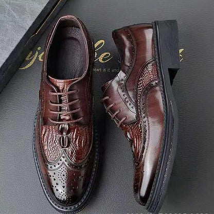 Brogue Shoes Oxford Brown - Crocodile Leather Men's