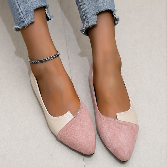 Toe Two-Tone Slip-On Women's Pointed Elegant Flats –