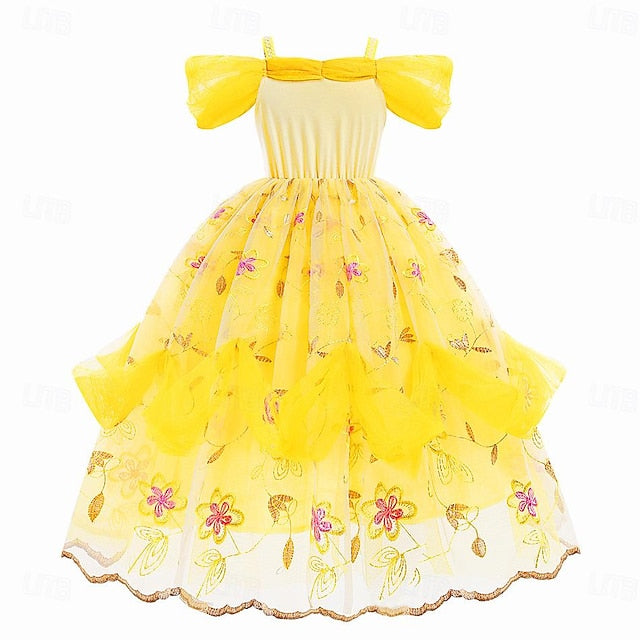 Princess Cute Dress Beauty Belle Flower the Beast Girl and