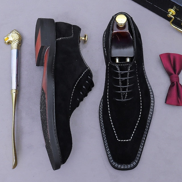 - Classic Cowhide Genuine Leather Shoes Men's Derby Suede