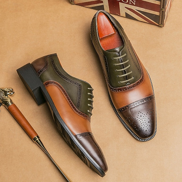 Faux and – Shoes Men's Oxford Black Leather Brown Wingtip