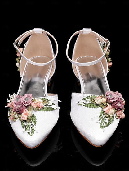 Shoes with – Clutch Floral Matching Embroidered White Flat