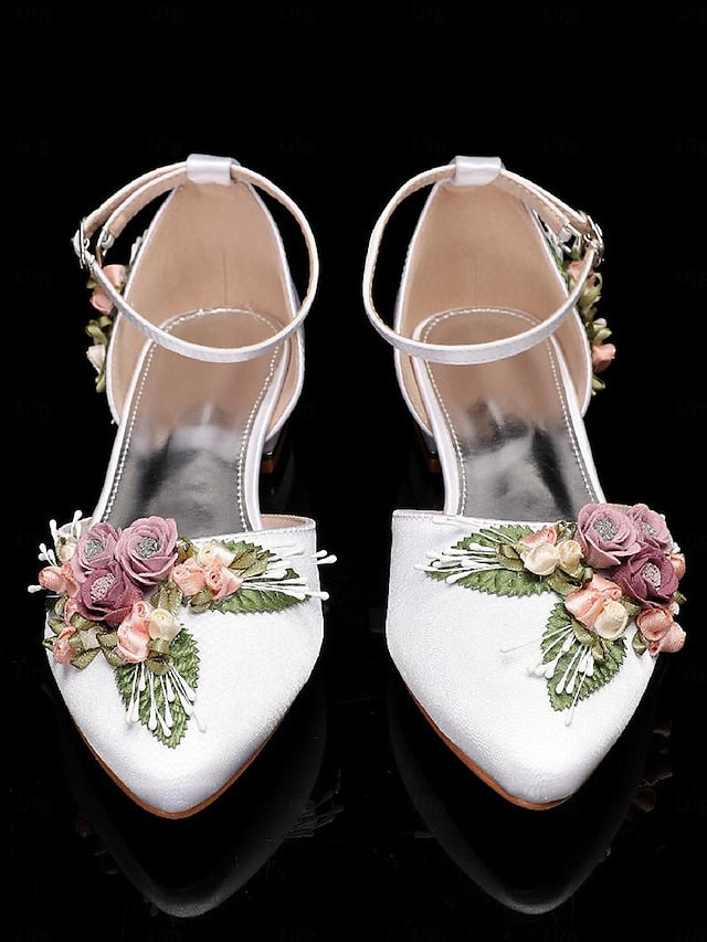 Flat – with Matching Shoes Clutch Floral Embroidered White