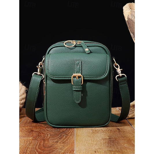 Bag Front Brown with Faux Vintage Leather Women's Crossbody