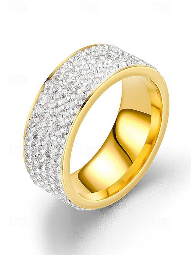 Rings Pave Wide Full Men's Band with Rhinestone