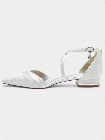 Cross-Strap Heel Blue Satin Overlay for Navy Lace with Low Shoes