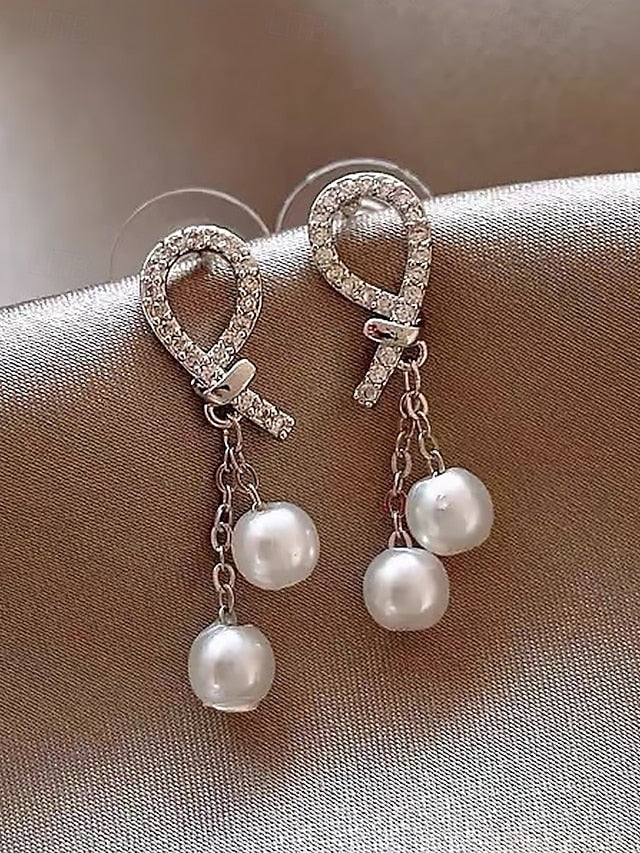imitation rhinestone Women's teardrop pearl with earrings