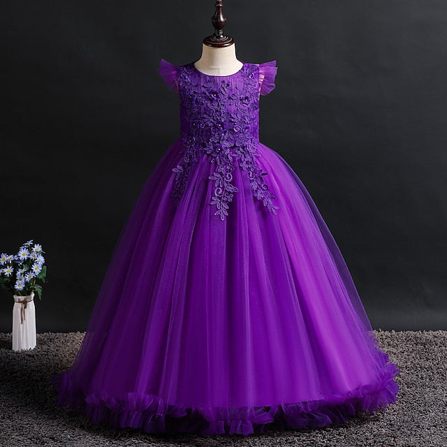 Jacquard Sleeveless Girls' Flower Kids Girl Dress