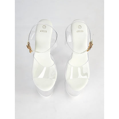 with Transparent - Heel Platform High Ankle Strap Sandals Clear