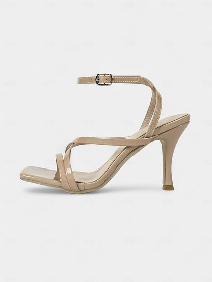 Heels Strap Ankle Elegant - Nude with Strappy Women's