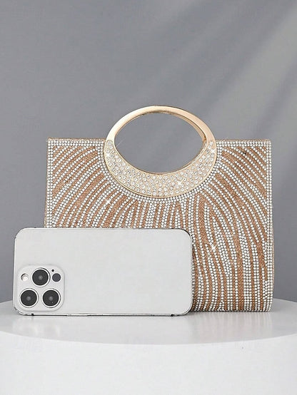 Women's Clutch Round Bag – Handle Rhinestone Evening with