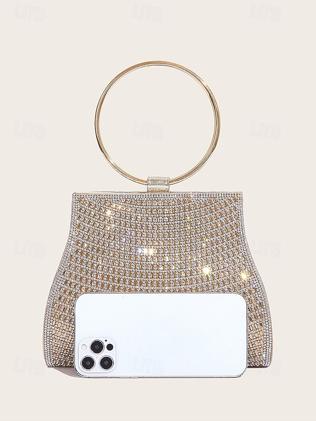 Gold Clutch Handle Elegant – Ring Evening Crystal with