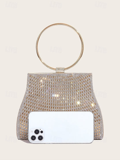 Gold Clutch Handle Elegant – Ring Evening Crystal with