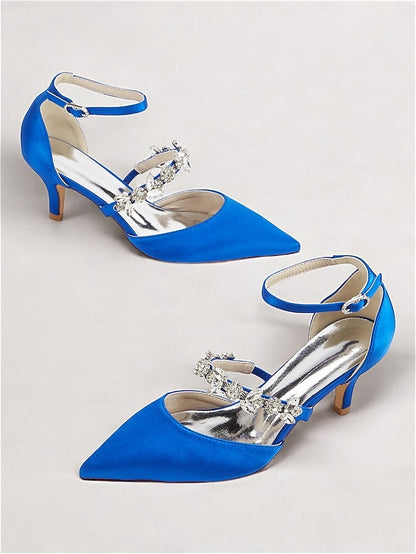 Embellishments Satin Rhinestone Heels Black with Women's -