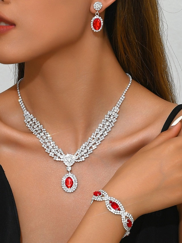 Set Women Jewelry – Green Elegant Necklace Luxury for Crystal