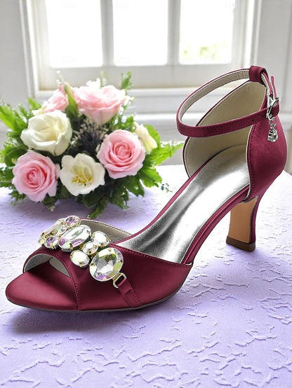 Ankle Heels and Open Satin Women's Strap Black with Toe